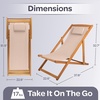 image:imageBeach Lounge Chair  Adjustable Height Reclining Sling Chair  Portable Wood Folding Chairs  Folding Lounge Chairs for Outside Patio Balcony or Camping  Outdoor Furniture by Lavish Home BlueBeige