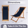 image:imageBeach Lounge Chair  Adjustable Height Reclining Sling Chair  Portable Wood Folding Chairs  Folding Lounge Chairs for Outside Patio Balcony or Camping  Outdoor Furniture by Lavish Home BlueBlue