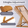 image:imageBeach Lounge Chair  Adjustable Height Reclining Sling Chair  Portable Wood Folding Chairs  Folding Lounge Chairs for Outside Patio Balcony or Camping  Outdoor Furniture by Lavish Home BlueBeige
