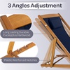 image:imageBeach Lounge Chair  Adjustable Height Reclining Sling Chair  Portable Wood Folding Chairs  Folding Lounge Chairs for Outside Patio Balcony or Camping  Outdoor Furniture by Lavish Home BlueBlue