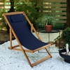 image:imageBeach Lounge Chair  Adjustable Height Reclining Sling Chair  Portable Wood Folding Chairs  Folding Lounge Chairs for Outside Patio Balcony or Camping  Outdoor Furniture by Lavish Home BlueBlue