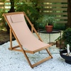 image:imageBeach Lounge Chair  Adjustable Height Reclining Sling Chair  Portable Wood Folding Chairs  Folding Lounge Chairs for Outside Patio Balcony or Camping  Outdoor Furniture by Lavish Home BlueBeige