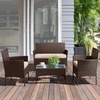 image:imageLavish Home 4Piece Patio Furniture Set  Rattan Outdoor Couch 2 Patio Chairs and Table Combo  Cushioned Deck Pool or Porch Furniture Brown