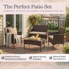 image:imageLavish Home 4Piece Patio Furniture Set  Rattan Outdoor Couch 2 Patio Chairs and Table Combo  Cushioned Deck Pool or Porch Furniture Brown