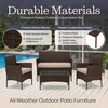 image:imageLavish Home 4Piece Patio Furniture Set  Rattan Outdoor Couch 2 Patio Chairs and Table Combo  Cushioned Deck Pool or Porch Furniture Brown