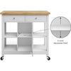 image:imageLavish Home Mobile Kitchen Island with Spice Rack and Storage Cabinet OakWhite