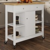 image:imageLavish Home Mobile Kitchen Island with Spice Rack and Storage Cabinet OakWhite