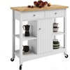 image:imageLavish Home Mobile Kitchen Island with Spice Rack and Storage Cabinet OakWhite