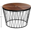 image:imageLavish Home Round Coffee Table with Geometric Metal Base  Small Modern Accent Furniture for Living Room  MidCentury Coffee Table BrownBlack