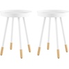 image:imageLavish Home Round End Table Set of 2  17 Inch Small Round Side Table Set with Tray Tops and ColorBlock Spindle Legs  Wooden Mid Century Modern Living Room Furniture WhiteWhite