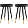 image:imageLavish Home Round End Table Set of 2  17 Inch Small Round Side Table Set with Tray Tops and ColorBlock Spindle Legs  Wooden Mid Century Modern Living Room Furniture WhiteBlack