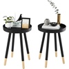 image:imageLavish Home Round End Table Set of 2  17 Inch Small Round Side Table Set with Tray Tops and ColorBlock Spindle Legs  Wooden Mid Century Modern Living Room Furniture WhiteBlack