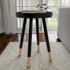 image:imageLavish Home Round End Table Set of 2  17 Inch Small Round Side Table Set with Tray Tops and ColorBlock Spindle Legs  Wooden Mid Century Modern Living Room Furniture WhiteBlack