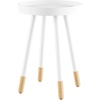 image:imageLavish Home Round End Table Set of 2  17 Inch Small Round Side Table Set with Tray Tops and ColorBlock Spindle Legs  Wooden Mid Century Modern Living Room Furniture WhiteWhite