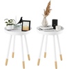 image:imageLavish Home Round End Table Set of 2  17 Inch Small Round Side Table Set with Tray Tops and ColorBlock Spindle Legs  Wooden Mid Century Modern Living Room Furniture WhiteWhite