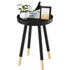 image:imageLavish Home Round End Table Set of 2  17 Inch Small Round Side Table Set with Tray Tops and ColorBlock Spindle Legs  Wooden Mid Century Modern Living Room Furniture WhiteBlack