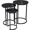 image:imageLavish Home Round Nesting Tables Set of 3 Faux Marble Tabletop WhiteBlack Marble