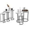 image:imageLavish Home Round Nesting Tables Set of 3 Faux Marble Tabletop WhiteWhite Marble