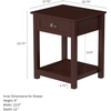 image:imageLavish Home Side Table  Wooden Night Stand with Drawer and Open Storage Shelf  Shaker Style Bedroom or Living Room Furniture  Use as Bedside or End Table Brown Set of 2Single Table