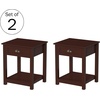image:imageLavish Home Side Table  Wooden Night Stand with Drawer and Open Storage Shelf  Shaker Style Bedroom or Living Room Furniture  Use as Bedside or End Table Brown Set of 2Set of 2