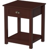 image:imageLavish Home Side Table  Wooden Night Stand with Drawer and Open Storage Shelf  Shaker Style Bedroom or Living Room Furniture  Use as Bedside or End Table Brown Set of 2Single Table