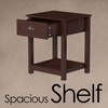 image:imageLavish Home Side Table  Wooden Night Stand with Drawer and Open Storage Shelf  Shaker Style Bedroom or Living Room Furniture  Use as Bedside or End Table Brown Set of 2Single Table