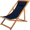 image:imageBeach Lounge Chair  Adjustable Height Reclining Sling Chair  Portable Wood Folding Chairs  Folding Lounge Chairs for Outside Patio Balcony or Camping  Outdoor Furniture by Lavish Home BlueBlue