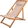 image:imageBeach Lounge Chair  Adjustable Height Reclining Sling Chair  Portable Wood Folding Chairs  Folding Lounge Chairs for Outside Patio Balcony or Camping  Outdoor Furniture by Lavish Home BlueBeige