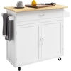 image:imageLavish Home Mobile Kitchen Island with Spice Rack and Storage Cabinet OakWhite