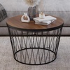 image:imageLavish Home Round Coffee Table with Geometric Metal Base  Small Modern Accent Furniture for Living Room  MidCentury Coffee Table BrownBlack