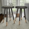 image:imageLavish Home Round End Table Set of 2  17 Inch Small Round Side Table Set with Tray Tops and ColorBlock Spindle Legs  Wooden Mid Century Modern Living Room Furniture WhiteGrey