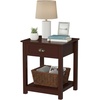 image:imageLavish Home Side Table  Wooden Night Stand with Drawer and Open Storage Shelf  Shaker Style Bedroom or Living Room Furniture  Use as Bedside or End Table Brown Set of 2Single Table