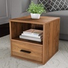 image:imageLavish Home Side Table with Storage  Minimalist Modern Nightstand or End Table with Drawer  Stackable Modular Accent Furniture for Bedroom Living Room or Office Brown Woodgrain