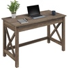 image:imageLavish Home Writing Desk  Work Desk with XPattern Legs  for Office Bedroom Computer or Craft Table  Home Office Desks WhiteLight Tan Woodgrain