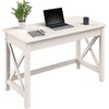 image:imageLavish Home Writing Desk  Work Desk with XPattern Legs  for Office Bedroom Computer or Craft Table  Home Office Desks WhiteWhite