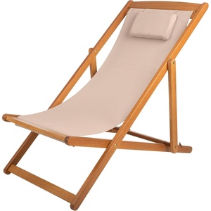 image:imageBeach Lounge Chair  Adjustable Height Reclining Sling Chair  Portable Wood Folding Chairs  Folding Lounge Chairs for Outside Patio Balcony or Camping  Outdoor Furniture by Lavish Home BlueBeige