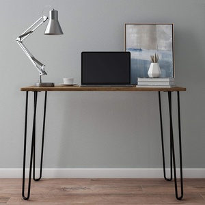 image:imageDesk with Hairpin Legs  Modern Industrial Style Home Decor  WoodgrainLook and Steel Accent Home Office Furniture by Lavish Home GrayBrown