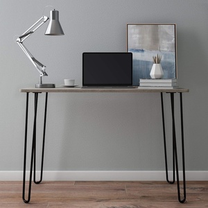 image:imageDesk with Hairpin Legs  Modern Industrial Style Home Decor  WoodgrainLook and Steel Accent Home Office Furniture by Lavish Home GrayGrey