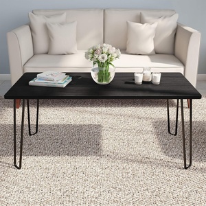 image:imageLavish Home Coffee Table with Hairpin Legs Brown WoodgrainLook 4125Black Woodgrain