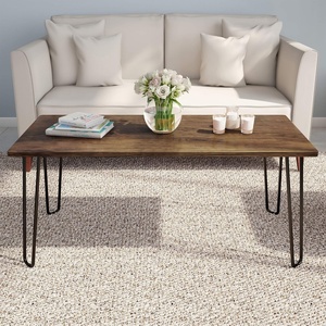 image:imageLavish Home Coffee Table with Hairpin Legs Brown WoodgrainLook 4125Rustic Brown Woodgrain