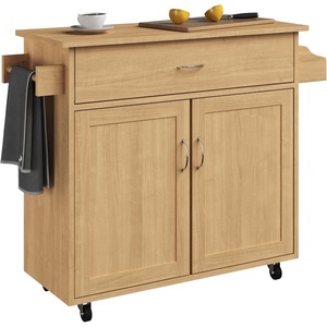 image:imageLavish Home Mobile Kitchen Island with Spice Rack and Storage Cabinet OakOak