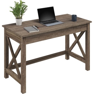 image:imageLavish Home Writing Desk  Work Desk with XPattern Legs  for Office Bedroom Computer or Craft Table  Home Office Desks WhiteLight Tan Woodgrain