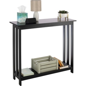 image:imageSlim Console Table  39in x 118in Narrow Entryway Table  2Tier Sofa Table with Open Storage Shelf  Console Tables for Entryway Hallway and Foyer  Living Room Furniture by Lavish Home BlackBlack