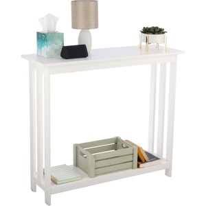 image:imageSlim Console Table  39in x 118in Narrow Entryway Table  2Tier Sofa Table with Open Storage Shelf  Console Tables for Entryway Hallway and Foyer  Living Room Furniture by Lavish Home BlackWhite