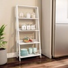 image:image4Tier Ladder Bookshelf  Freestanding Shelved Bookcase with XBack Frame and Leaning Look  Display Shelves for Home or Office by Lavish Home White