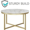image:imageCoffee Table with Faux Marble Top  Modern Round Accent Table with Metal Crossbeam Base  Coffee Tables for Living Room by Lavish Home WhiteGold
