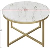 image:imageCoffee Table with Faux Marble Top  Modern Round Accent Table with Metal Crossbeam Base  Coffee Tables for Living Room by Lavish Home WhiteGold