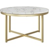image:imageCoffee Table with Faux Marble Top  Modern Round Accent Table with Metal Crossbeam Base  Coffee Tables for Living Room by Lavish Home WhiteGold