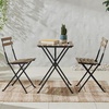 image:imageFolding Patio Bistro Set  3Piece Acacia Wood and Steel Caf Table and Chairs for Porch Deck Garden or Balcony Furniture by Lavish Home Brown