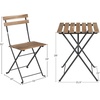 image:imageFolding Patio Bistro Set  3Piece Acacia Wood and Steel Caf Table and Chairs for Porch Deck Garden or Balcony Furniture by Lavish Home Brown